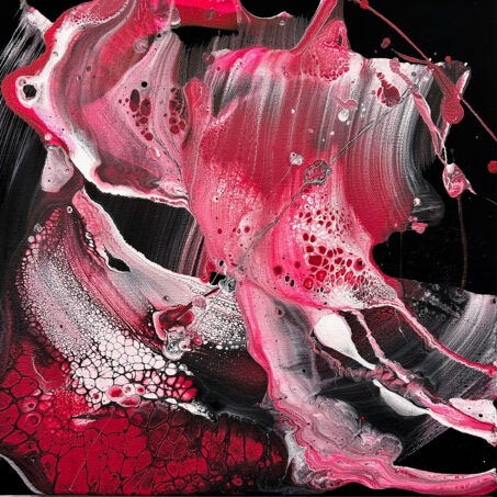 Petal Surge, ink, black, white; wall art for living room